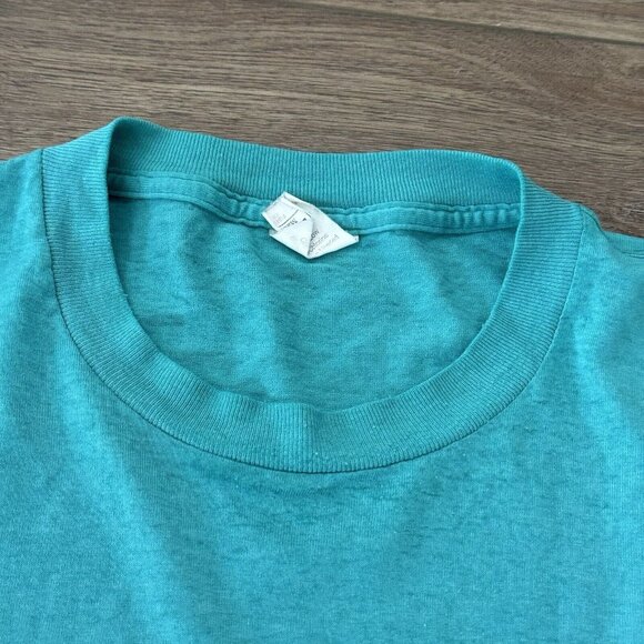 Vintage 80s Roebucks Teal Blank Pocket Shirt - Picture 5 of 9